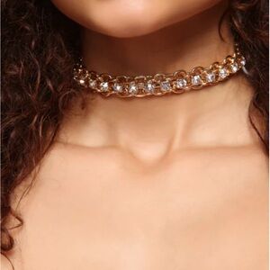 Fashion Nova Gold and Silver Crystal Choker